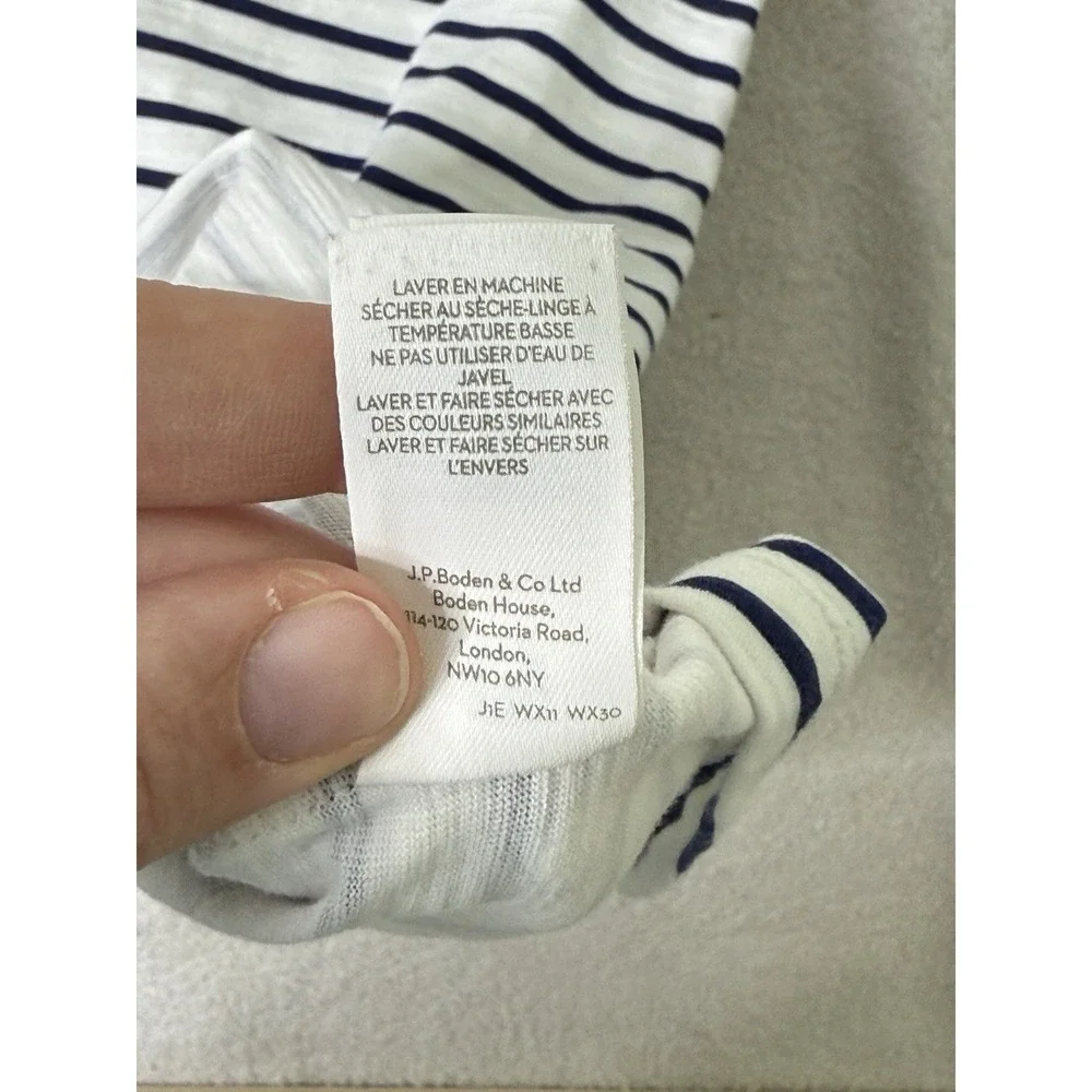 Mini Boden Dress Pockets Long Sleeve Spring Artsy Blue Stripe Girls 7-8 Years